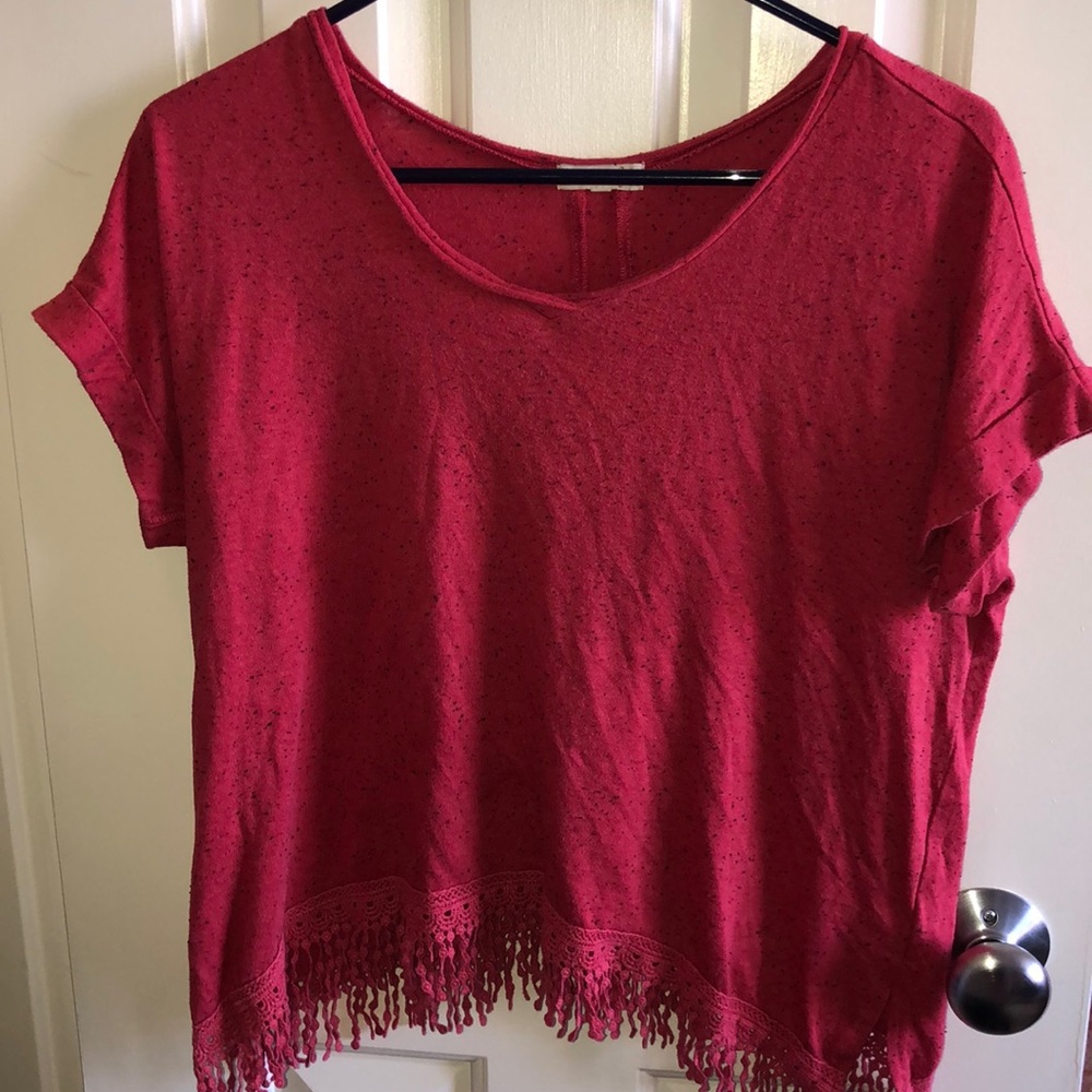 Red/Coral crop top w/ Embroidery